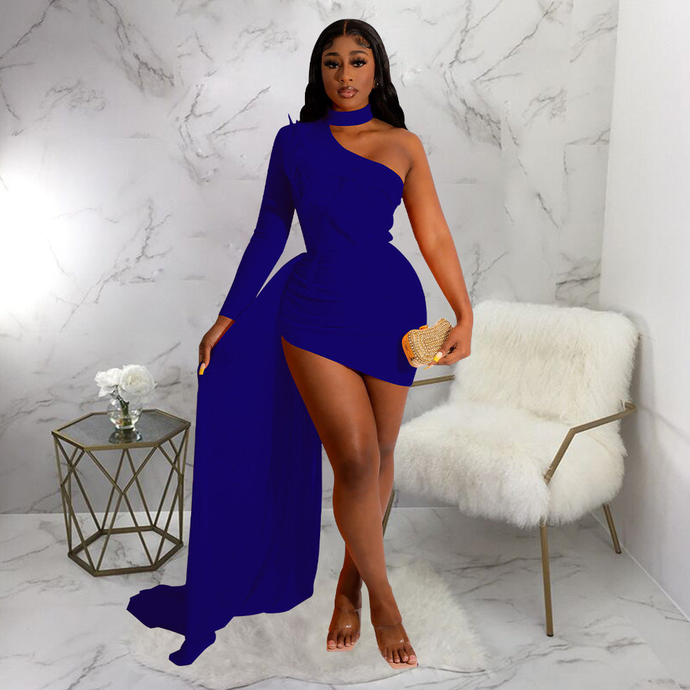 Women Wear Fall Sexy Off the Shoulder Fitted Waist Dress Women