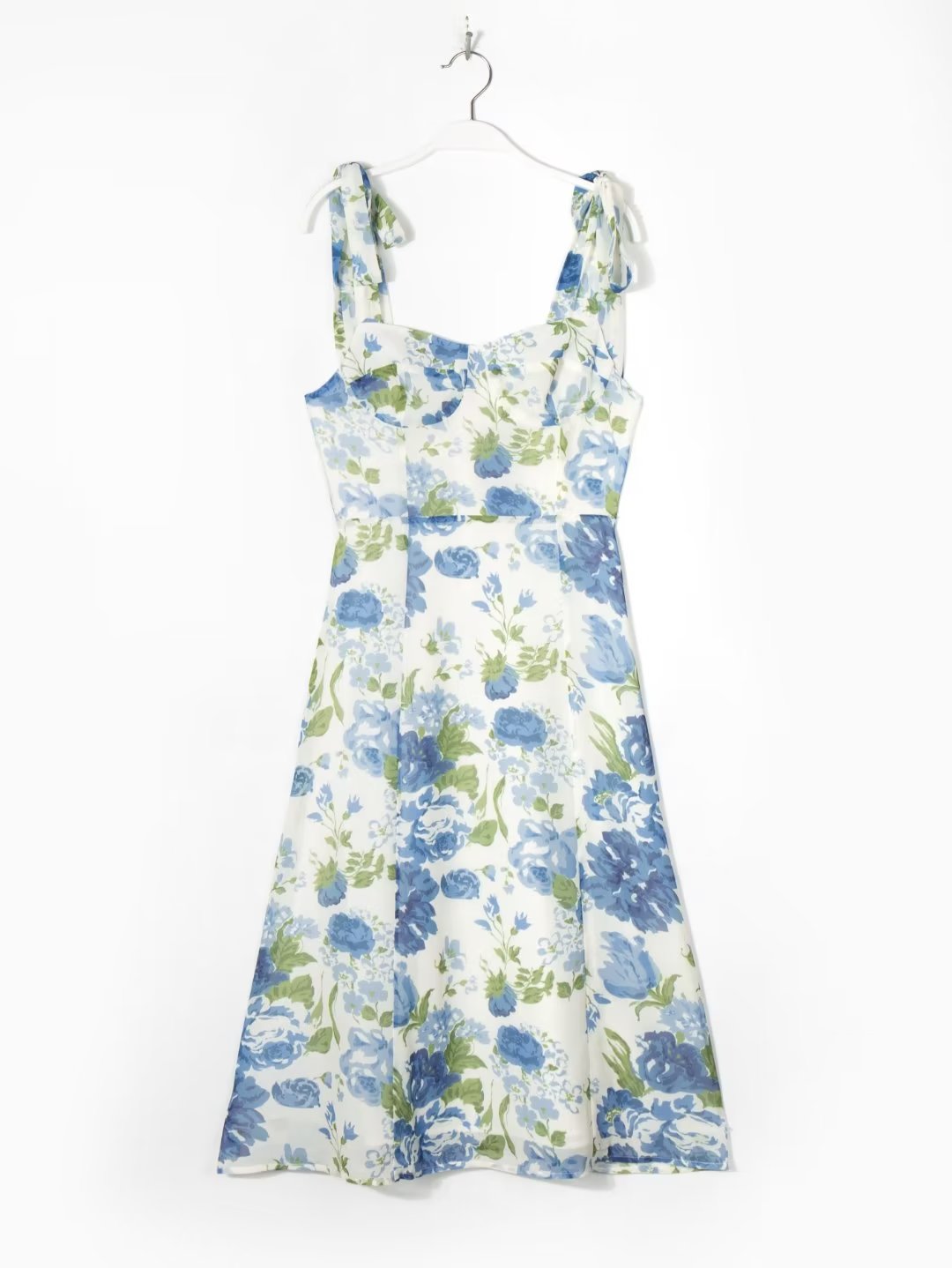 Spring Summer Women Clothing Maxi Dress High Waist Strap Type Drawstring Printed Dress