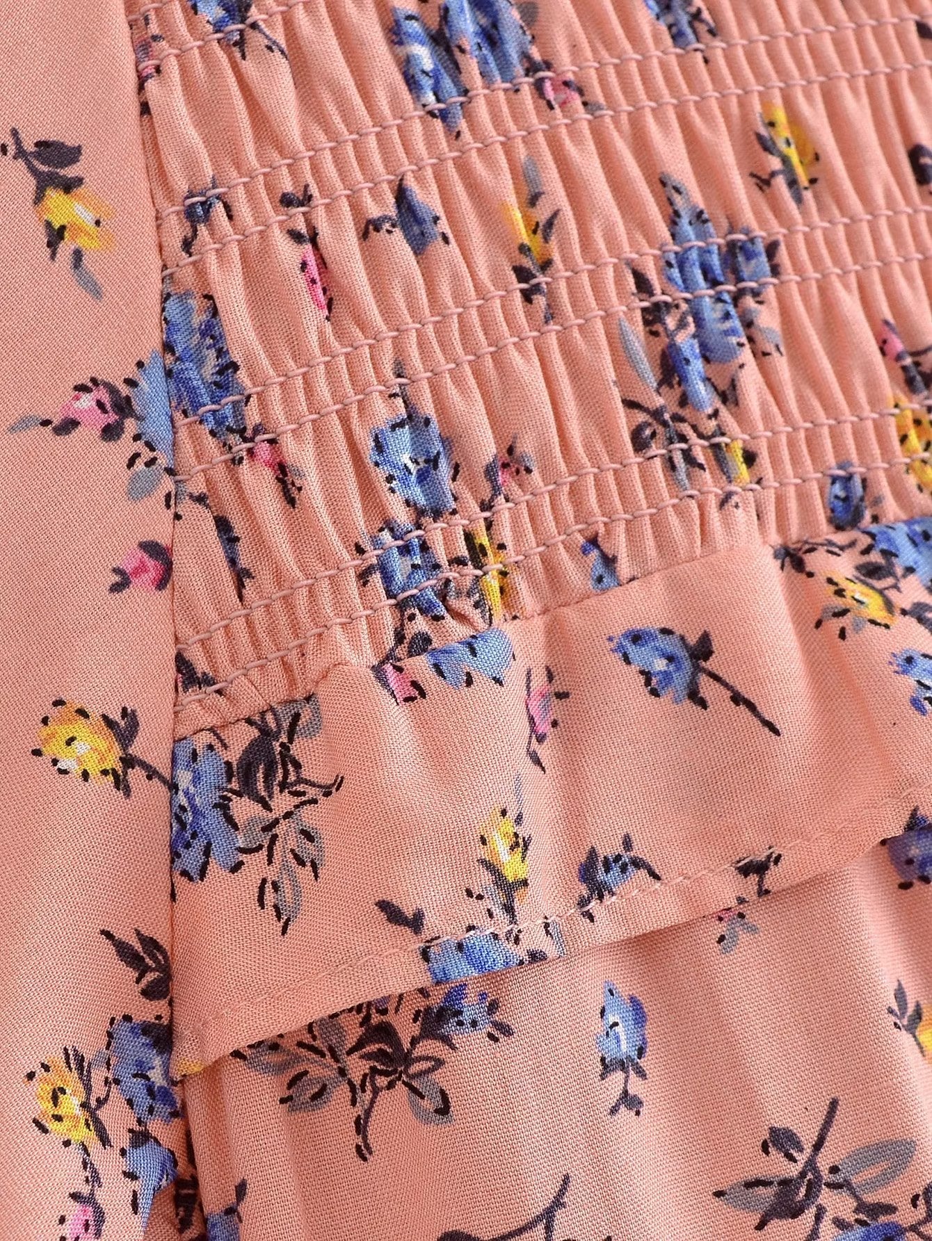 Autumn Women Clothing Printed Lace up Elastic Tiered Dress