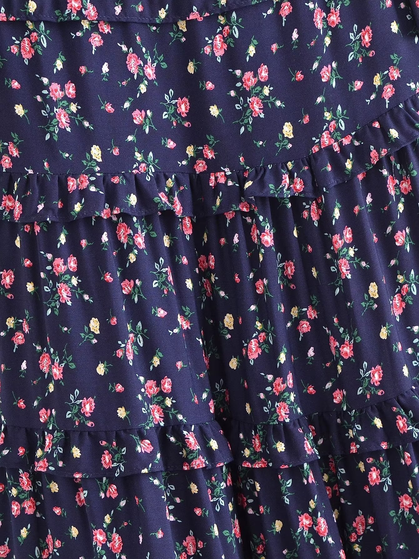 Autumn Women Clothing Printed Lace up Elastic Tiered Dress