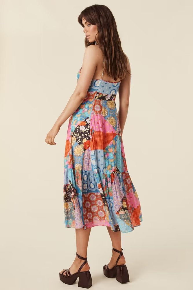 Spring Summer Elegant Women Clothing Strap Type Sleeveless V neck Swing Dress