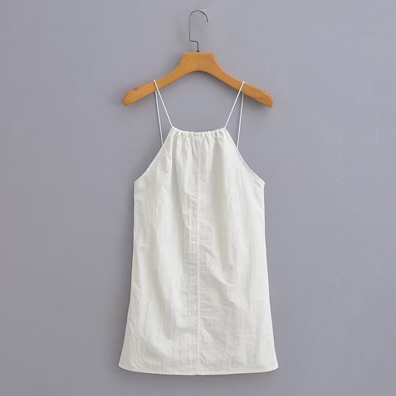 Summer Women Clothing Sexy Halter White Nylon Short Dress