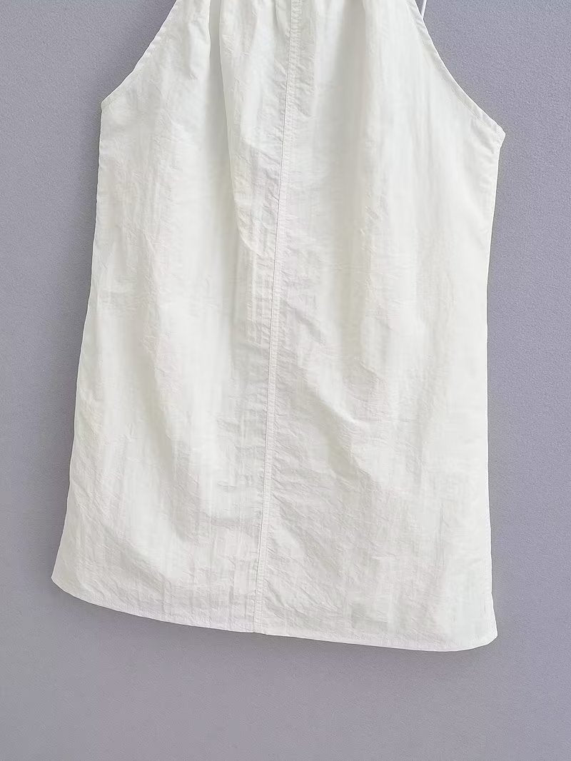 Summer Women Clothing Sexy Halter White Nylon Short Dress