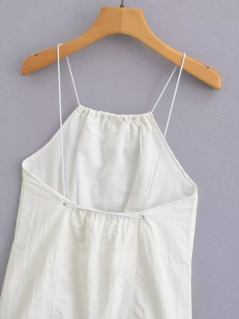 Summer Women Clothing Sexy Halter White Nylon Short Dress