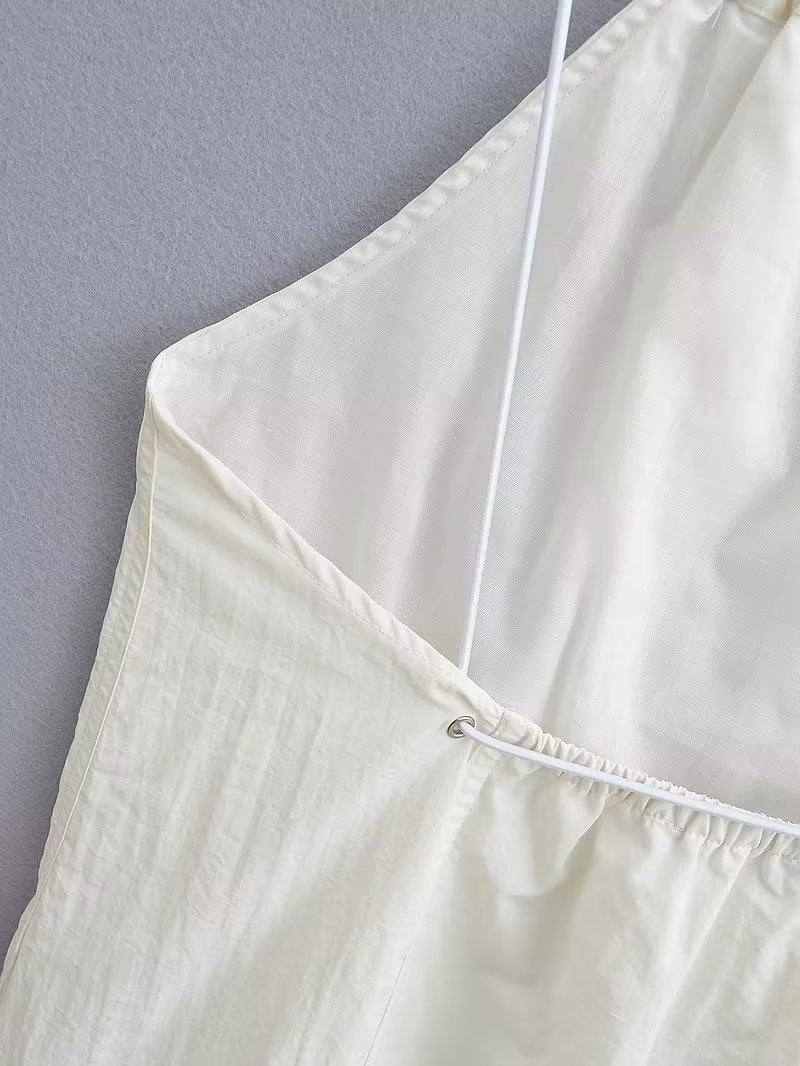 Summer Women Clothing Sexy Halter White Nylon Short Dress