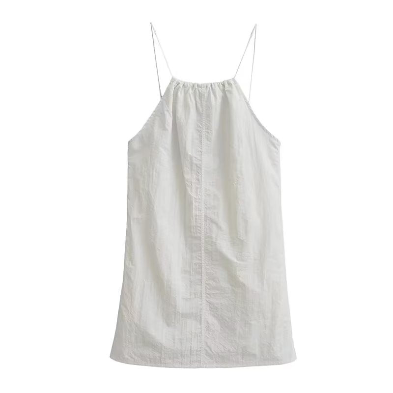 Summer Women Clothing Sexy Halter White Nylon Short Dress