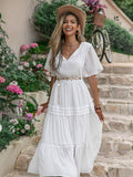 Mixed Elegant Princess French Royal Pure White Waist Drawstring Slimming Nightdress Dress
