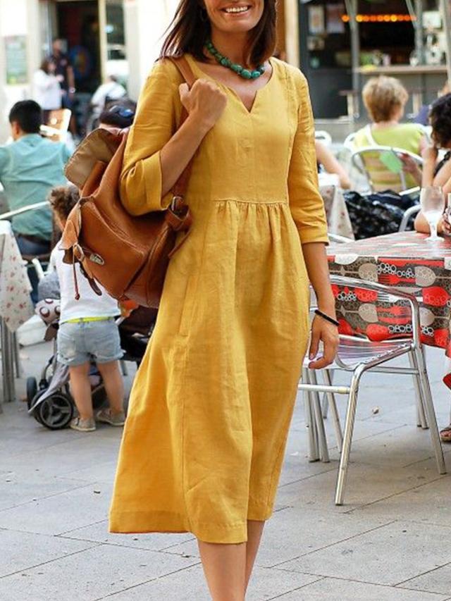Women Clothing Autumn Winter Loose Half Length Sleeve Dress