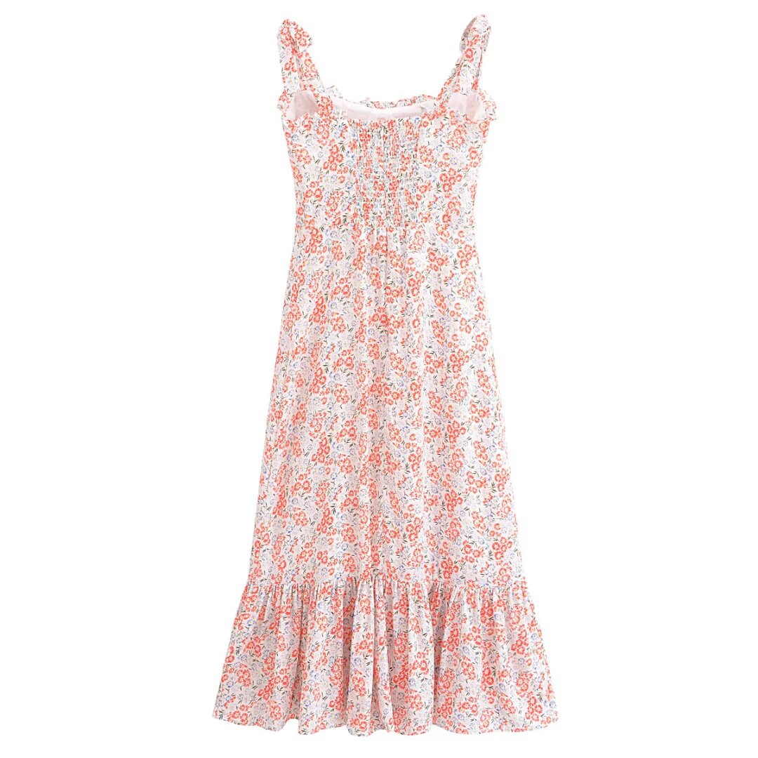 Women Clothing French Small Floral Print Slim Slimming Large Cami Dress