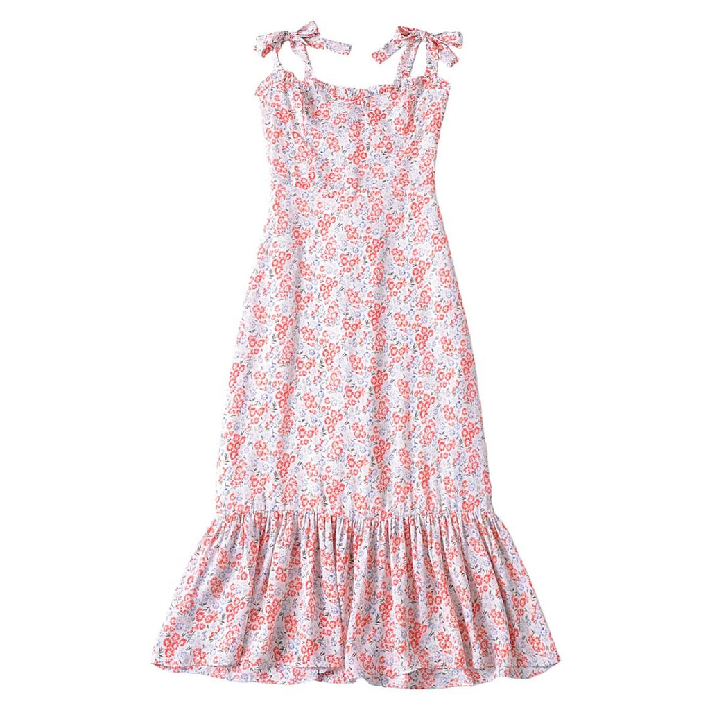 Women Clothing French Small Floral Print Slim Slimming Large Cami Dress