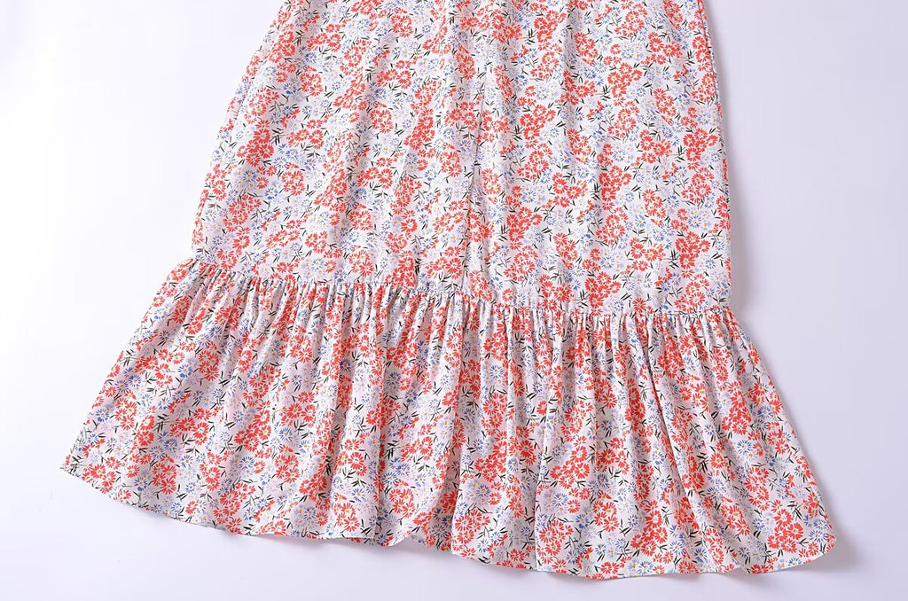 Women Clothing French Small Floral Print Slim Slimming Large Cami Dress
