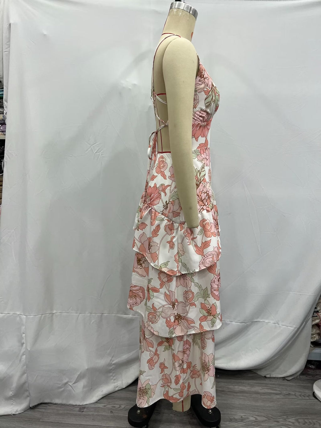 Summer Women Clothing Printed Asymmetric Tiered Dress