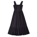 French Retro Lace Bowknot Decoration Square Collar Vest Dress Cami Dress Summer Slim Fit A Line Dress Women