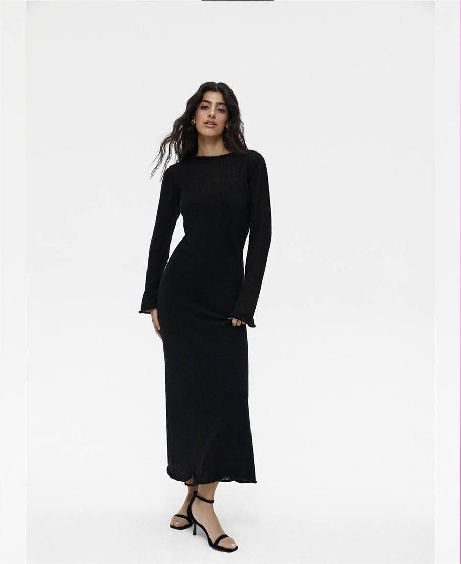 Knitted Hollow Out Cutout Out Dress Vest Dress Set Women Soft Knitted Blouse Vacation