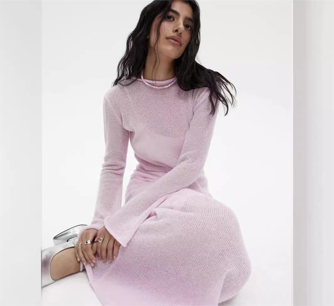 Knitted Hollow Out Cutout Out Dress Vest Dress Set Women Soft Knitted Blouse Vacation