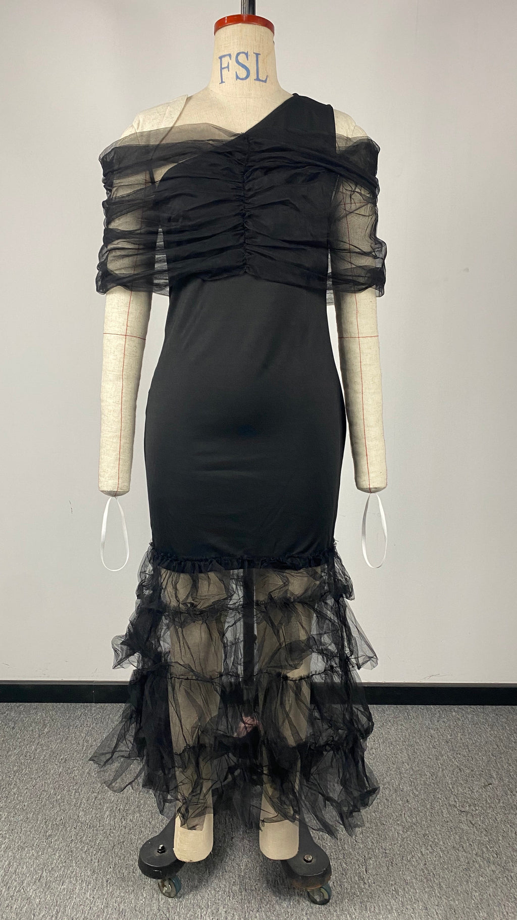 Women Clothing Trailing Sexy Dress Mesh Stitching Tube Top Evening Dress