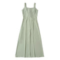 Solid Color Sweet Simple Square Collar Decorative Buttons Slim Fit Slimming Suspenders Piece