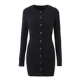 Knitted Long Sleeve Button Slim Fit Dress Sexy Slimming Hip Autumn Winter Black Knitted Women Clothing Dress