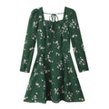 Summer Sexy Printed Pleated Lace Lantern Sleeve Dress