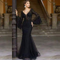 Arrival Women Clothing Dress Lace Embroidered Fishtail Black Slim Fit Evening Dress
