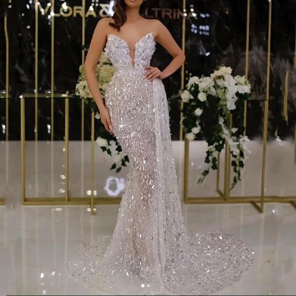 Women Clothing Sexy V neck Silver Suspenders Dress