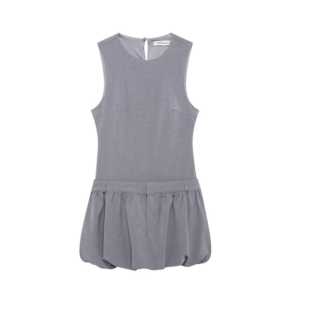 Women Wide Swing round Neck Sleeveless Short Version Dress Puffy dress