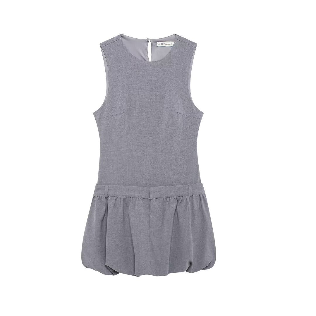 Women Wide Swing round Neck Sleeveless Short Version Dress Puffy dress