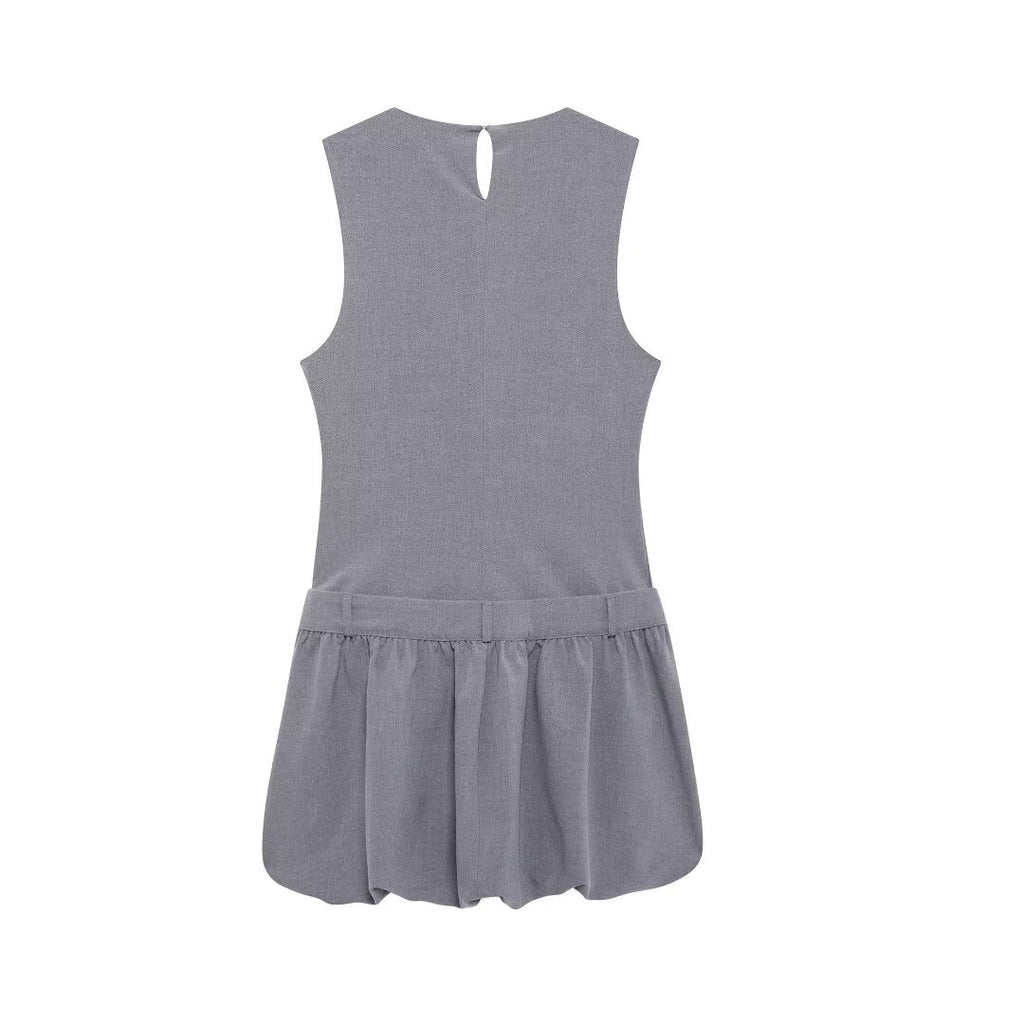 Women Wide Swing round Neck Sleeveless Short Version Dress Puffy dress