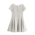 Women French Wave Wide Swing round Neck Short Sleeve Dress