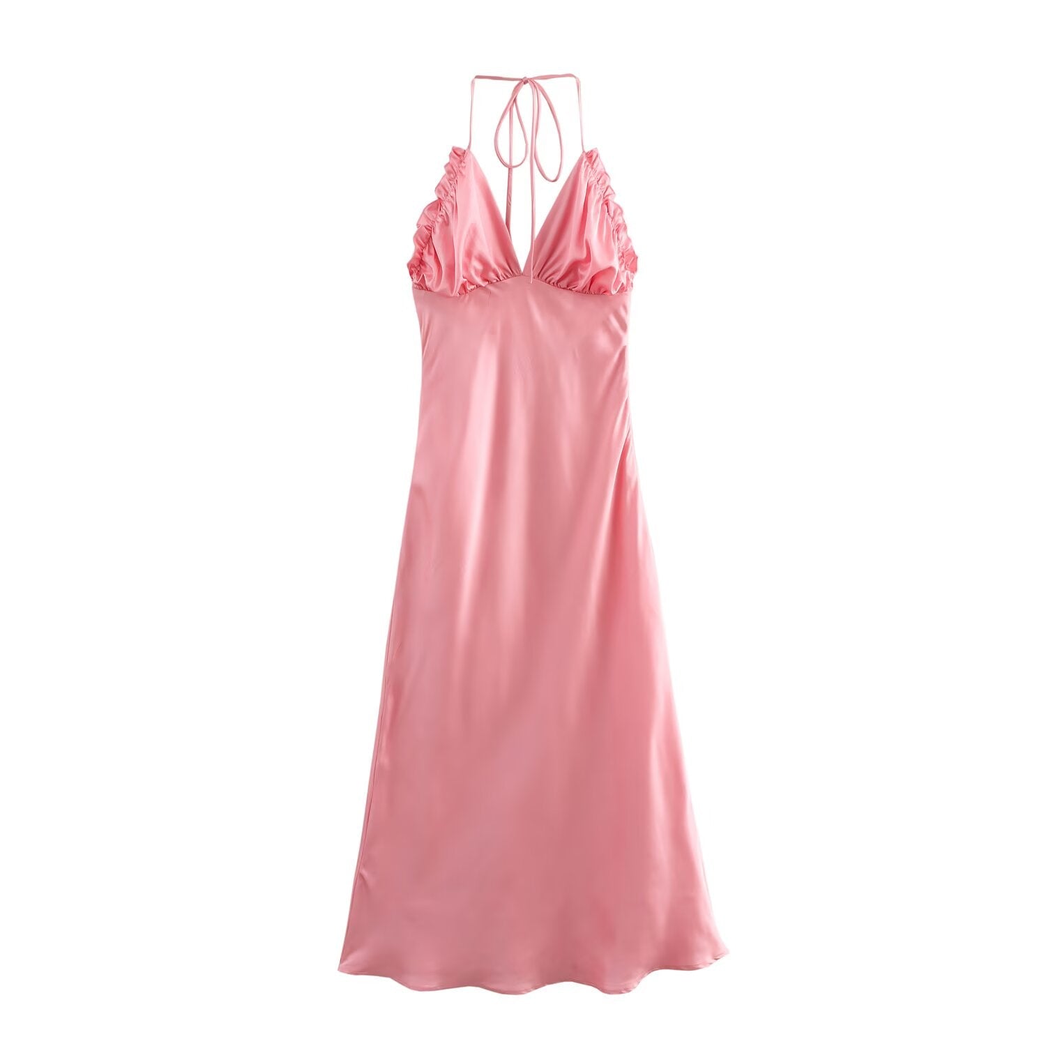 Spring Women Clothing French Design Silk Satin Texture Dress