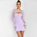 Sexy Pure Design Long Sleeve Elegant Slim Hip Women Dress