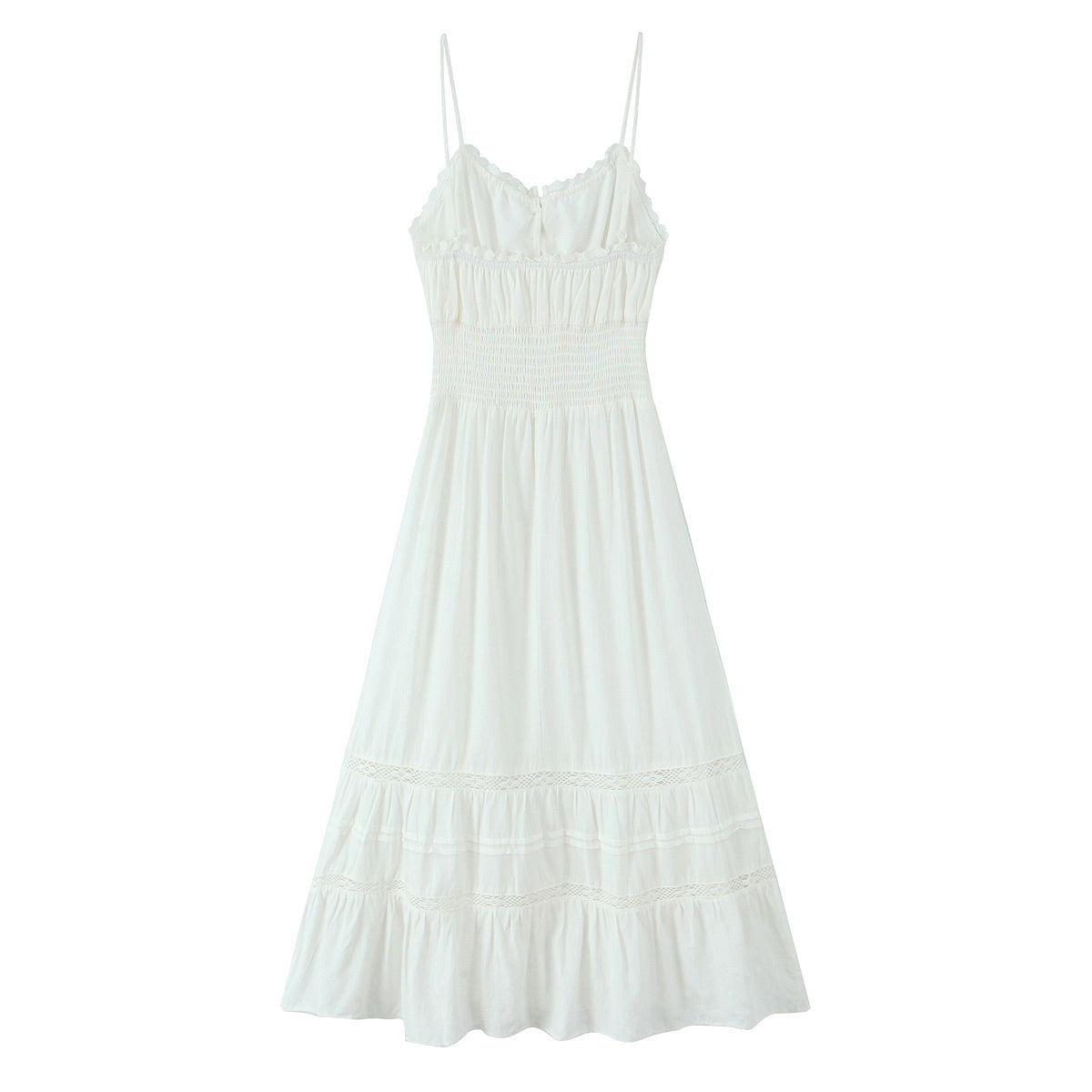 Spring Vintage Sexy Elastic Waisted Slimming Lace Fairy Spaghetti Strap Dress