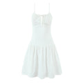 French Retro Square Collar Sexy Embroidery Suspender Sexy Stitching Lace Dress