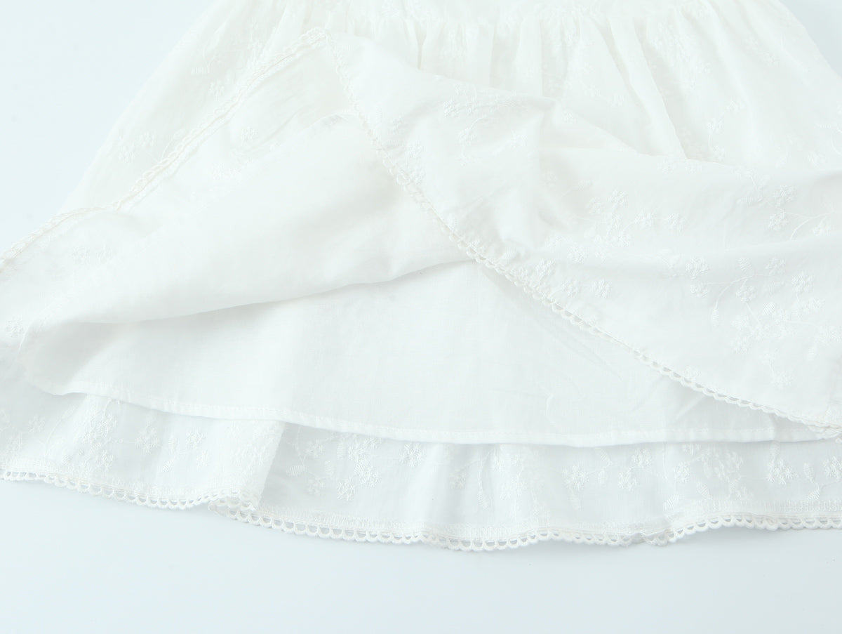 French Retro Square Collar Sexy Embroidery Suspender Sexy Stitching Lace Dress