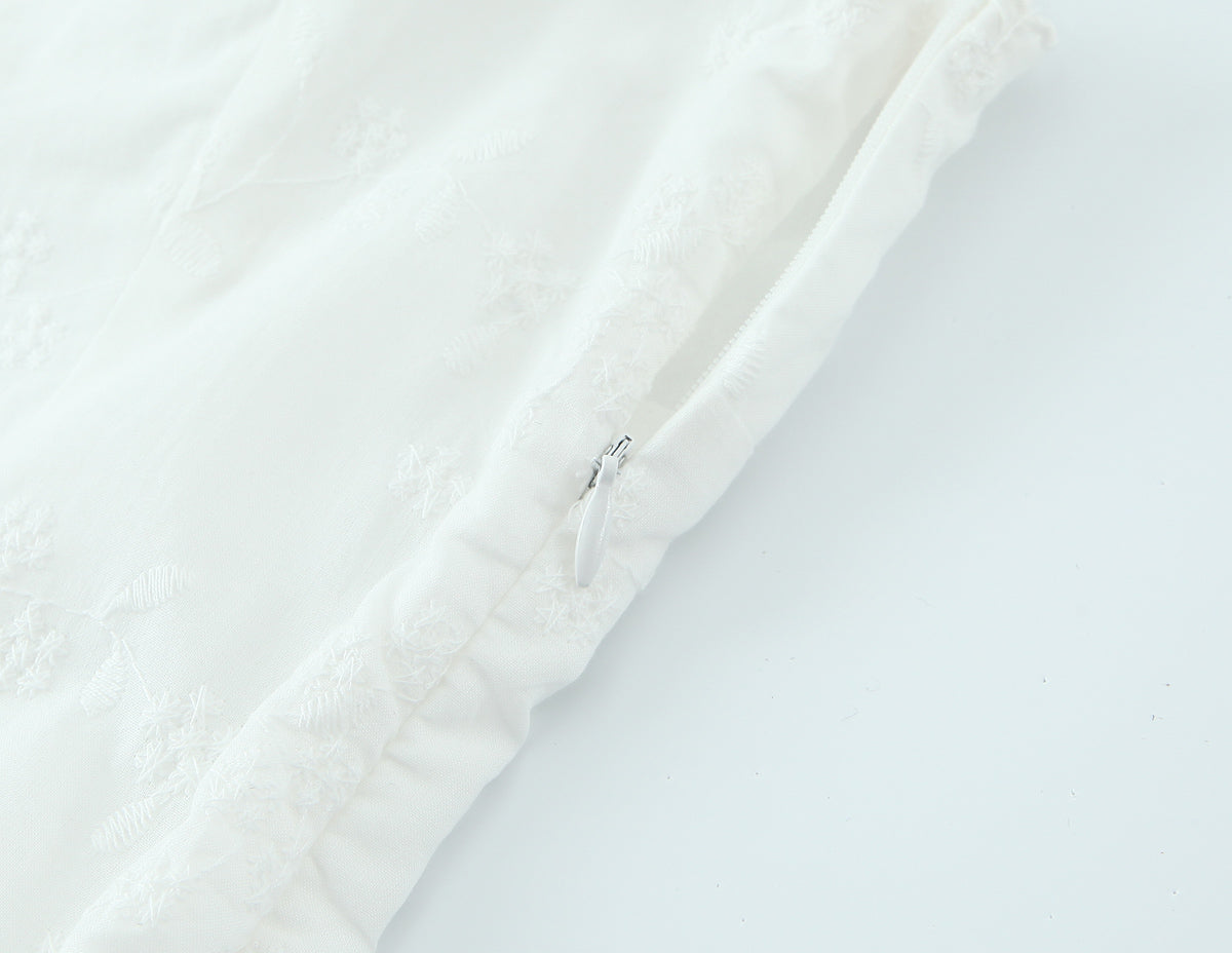 French Retro Square Collar Sexy Embroidery Suspender Sexy Stitching Lace Dress