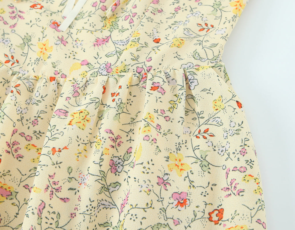 Women Sexy Backless Hip Women Bow Floral Strap Dress