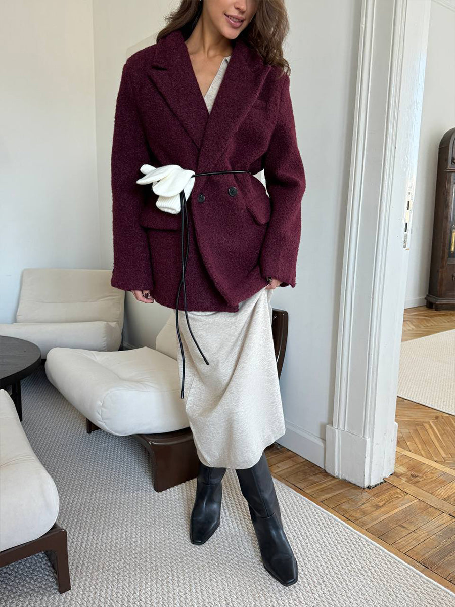 Fall Winter Scissors Collar Soft Woolen Long Elegant All Match Loose Maxi Dress