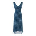 V neck Organza Patchwork Waist Slimming Floral Dress Women Summer Waist Controlled Slim Fit Sleeveless Dress