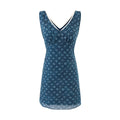 V neck Organza Patchwork Waist-Slimming Floral Dress Women Summer Waist-Controlled Slim-Fit Sleeveless Dress