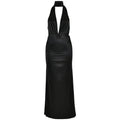 Sexy Solid Color Deep V Plunge neck Halter Lace up Backless Sheath Dress