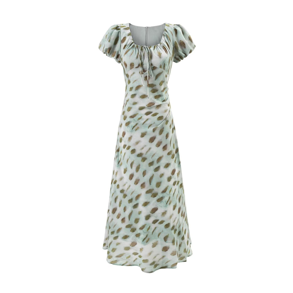 Summer Vintage Simple Holiday Series Casual Slim U Neck Dress