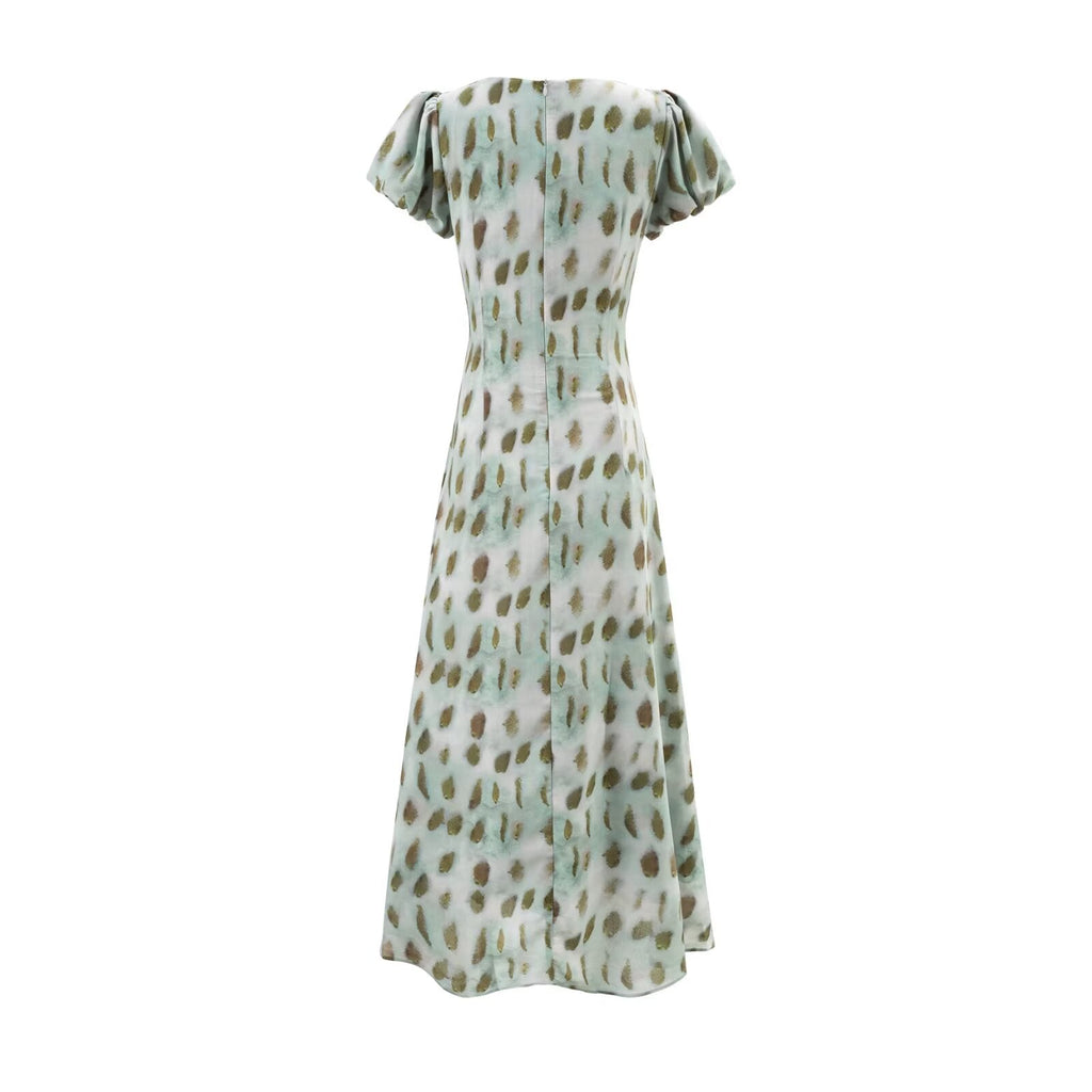 Summer Vintage Simple Holiday Series Casual Slim U Neck Dress