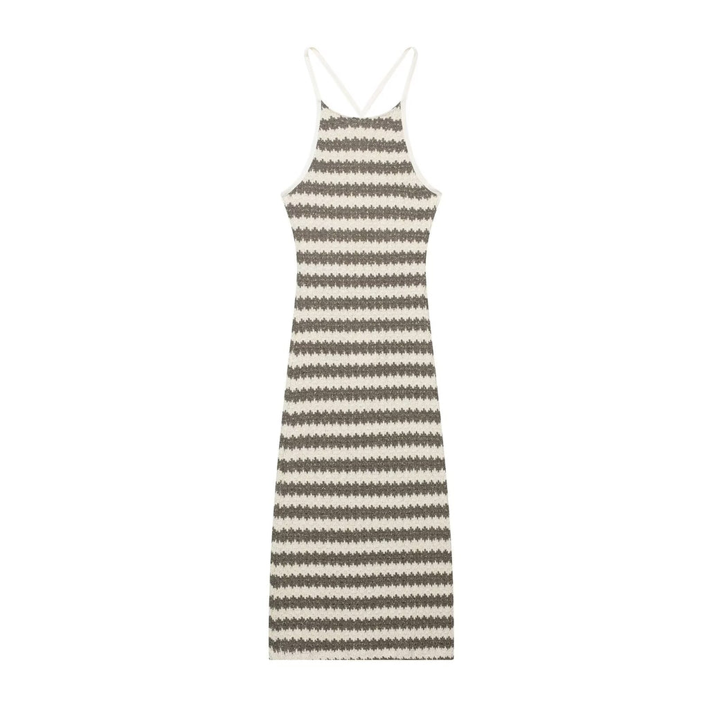 Autumn Women Clothing Sexy Striped Spaghetti Straps Dress