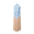Fall Women Clothing Simple Halter Glossy Tassel Dress