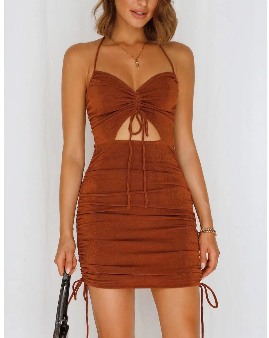Women Lace Drawstring Dress