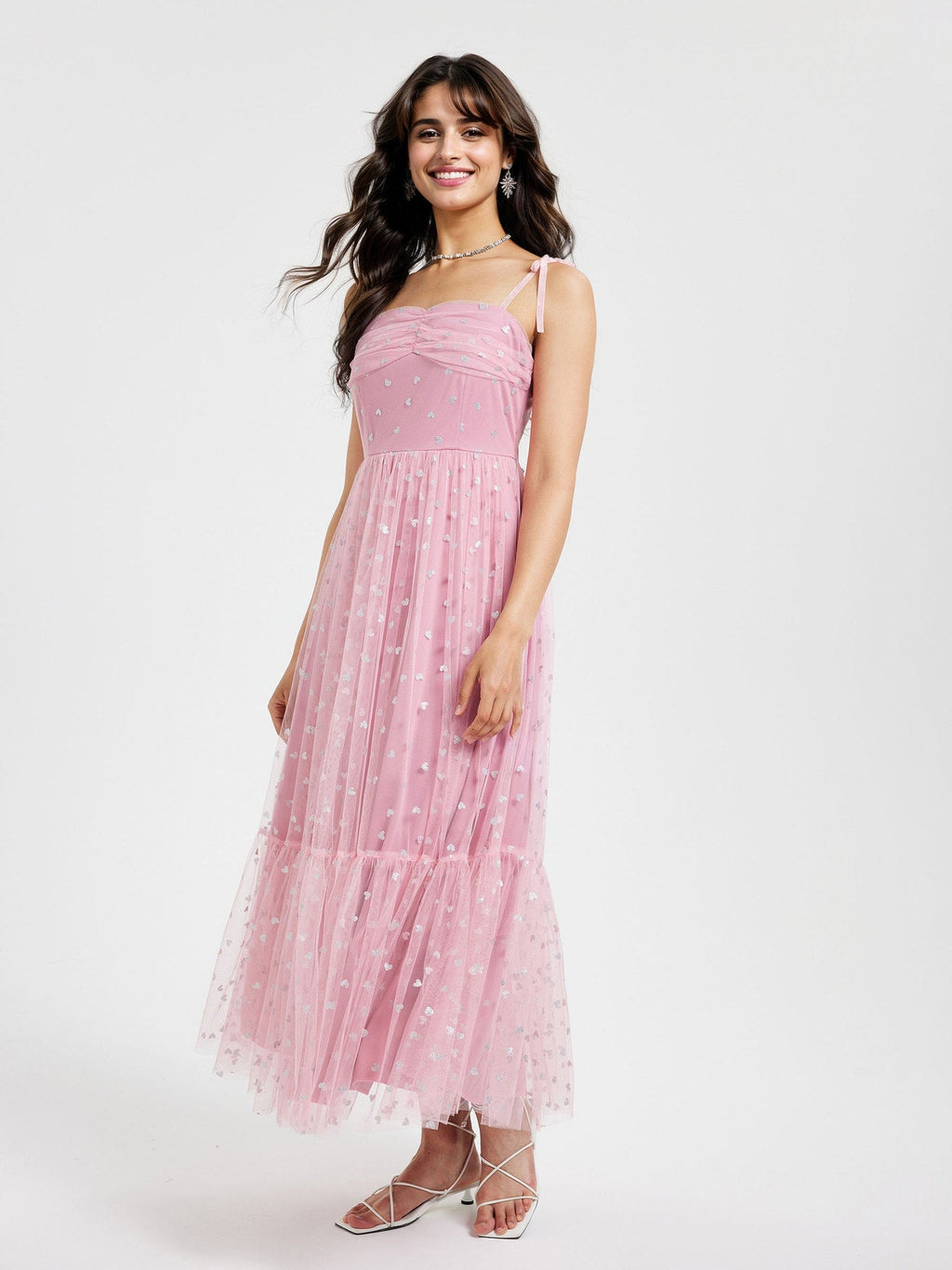 Graceful Summer Mesh High Waist Tied Dress
