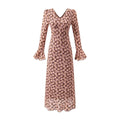 Women Clothing Mid Length Floral Printed V neck Dress
