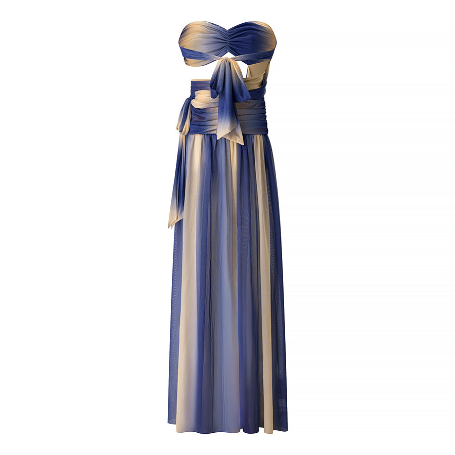 Women Wear Slim Starfish Decorative Tube Top Slit Dress