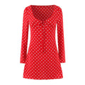 Summer Sexy Square Neck Lace up Red Polka Dot Long Sleeve Sexy Dress