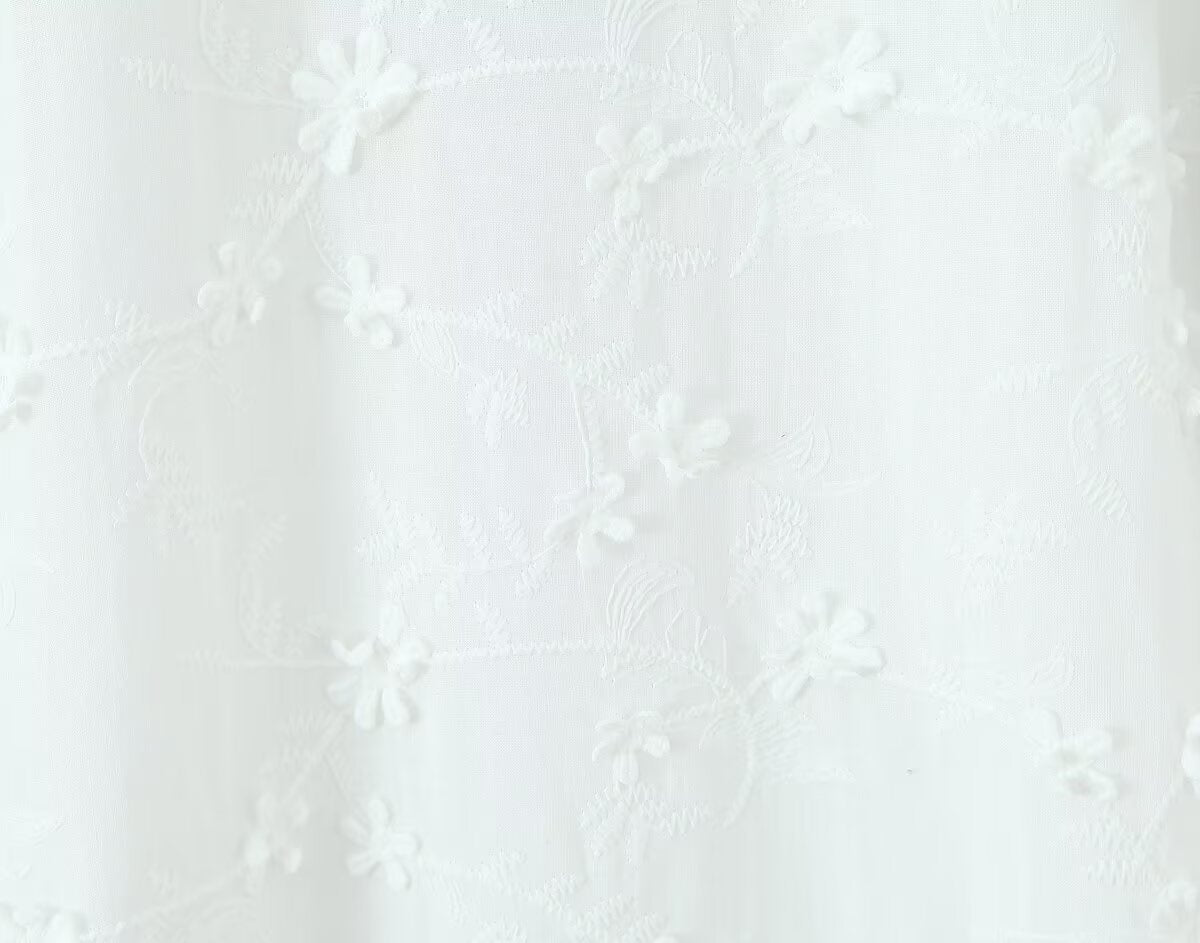 Women Clothing Fashionable Embroidery Three Dimensional Floral Backless Horse Hoof Sleeve Dress